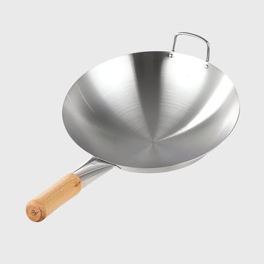 SOGA 36cm Stainless Steel Kitchen Cooking Wok with Wood Handle