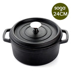 Cast Iron Porcelain Casserole 5L Black 24cm