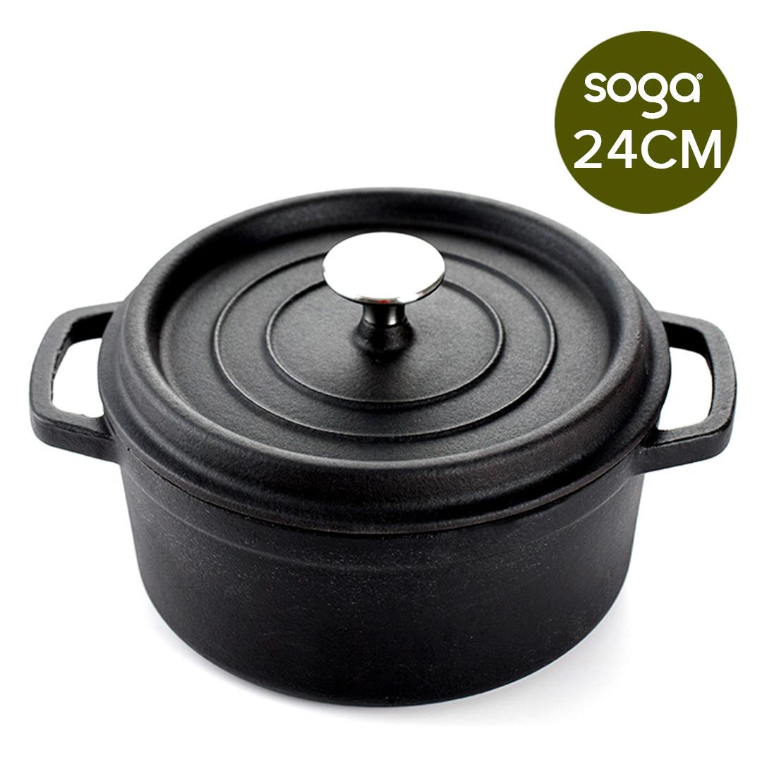 Cast Iron Porcelain Casserole 5L Black 24cm
