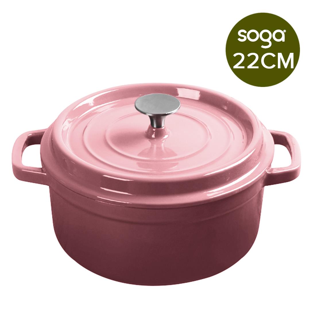 Cast Iron Porcelain Casserole 2.7L Pink 22cm