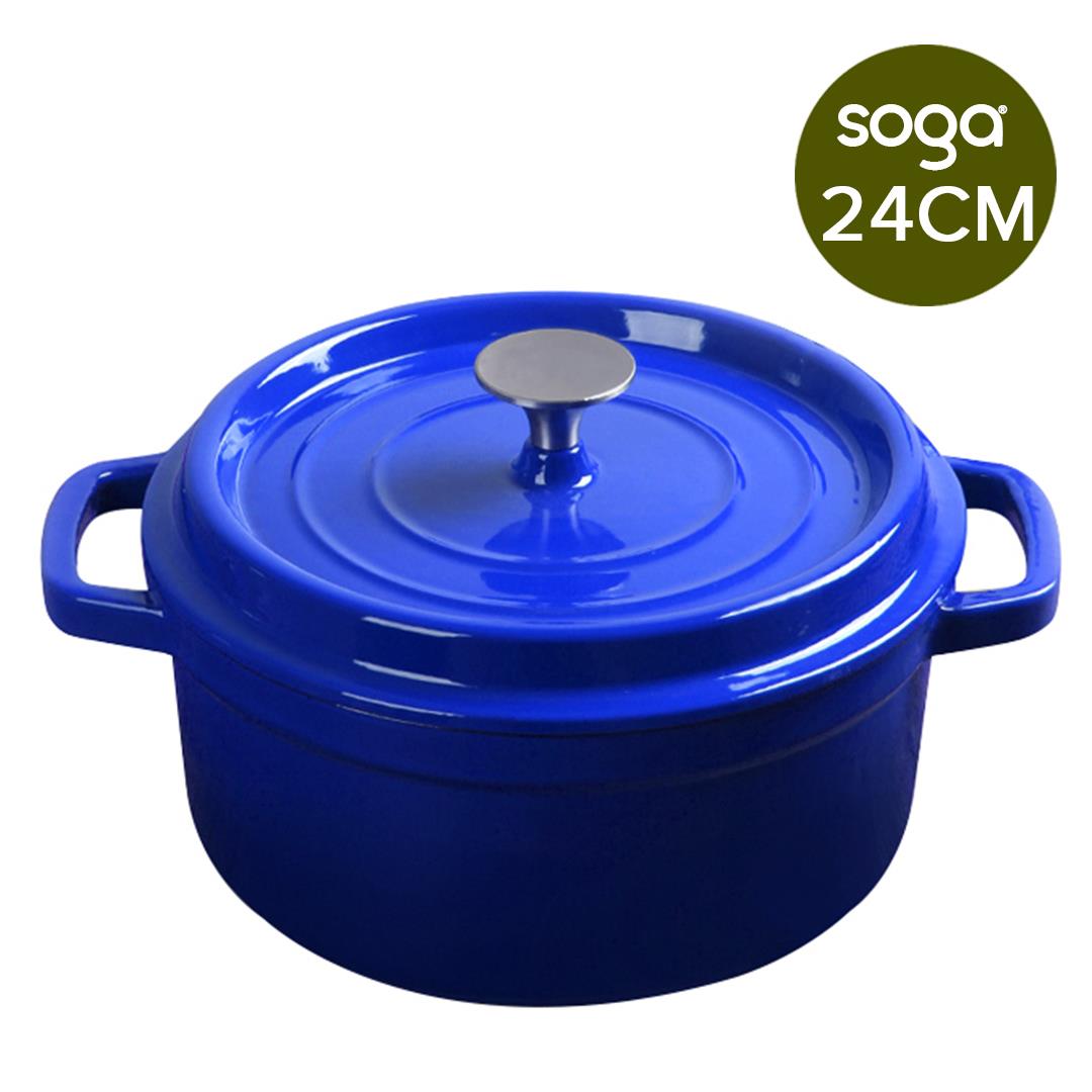 Cast Iron Porcelain Casserole 3.6L Blue 24cm