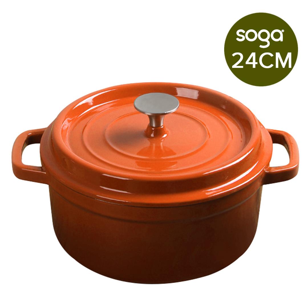 Cast Iron Porcelain Casserole 3.6L Orange 24cm