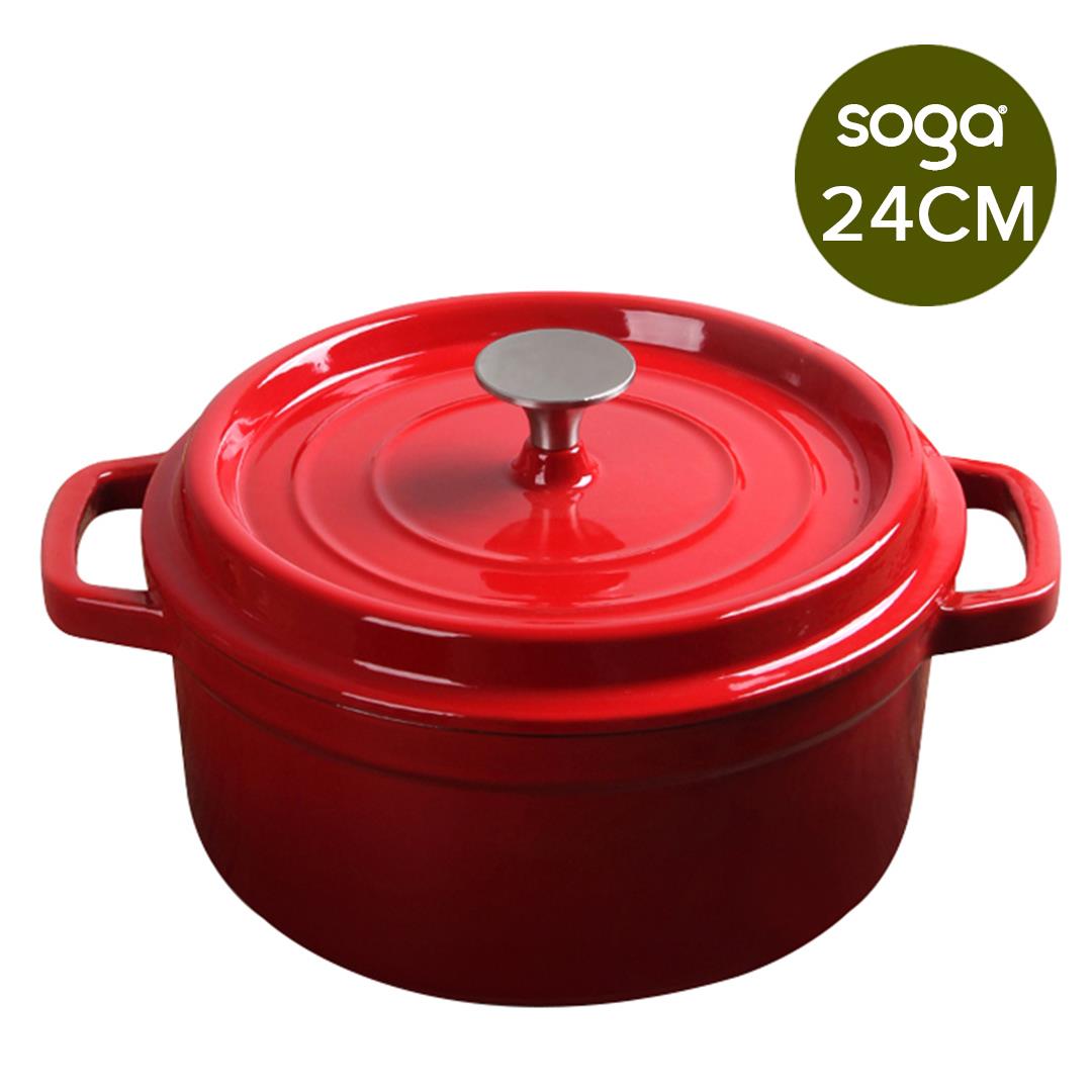 Cast Iron Porcelain Casserole 3.6L Red 24cm
