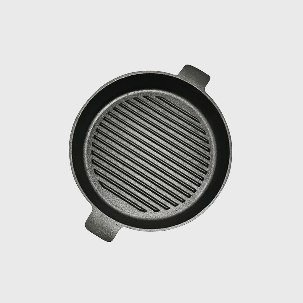 SOGA 25cm Round Ribbed Cast Iron with Handle