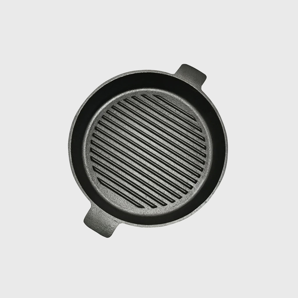 SOGA 26cm Round Ribbed Cast Iron with Handle