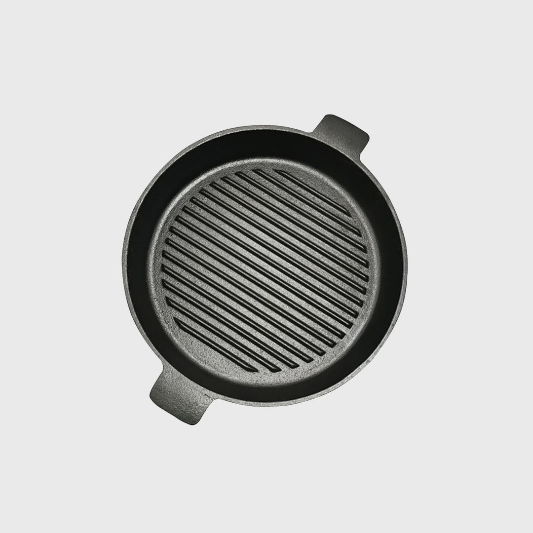 SOGA 26cm Round Ribbed Cast Iron with Handle