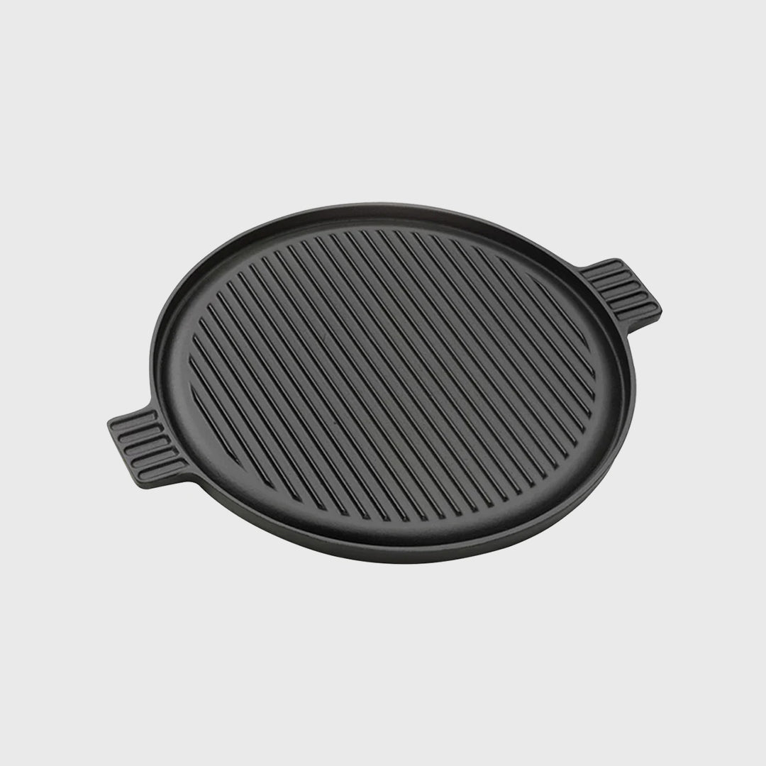 SOGA 43cm Round Ribbed Cast Iron Frying Pan with Handle