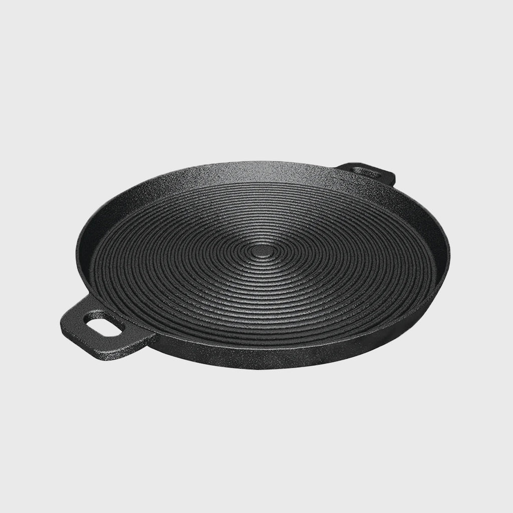 SOGA 35cm Round Ribbed Cast Iron with Handle
