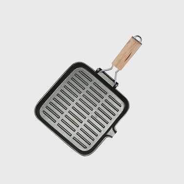 28cm Ribbed Cast Iron Square Steak Frying Pan