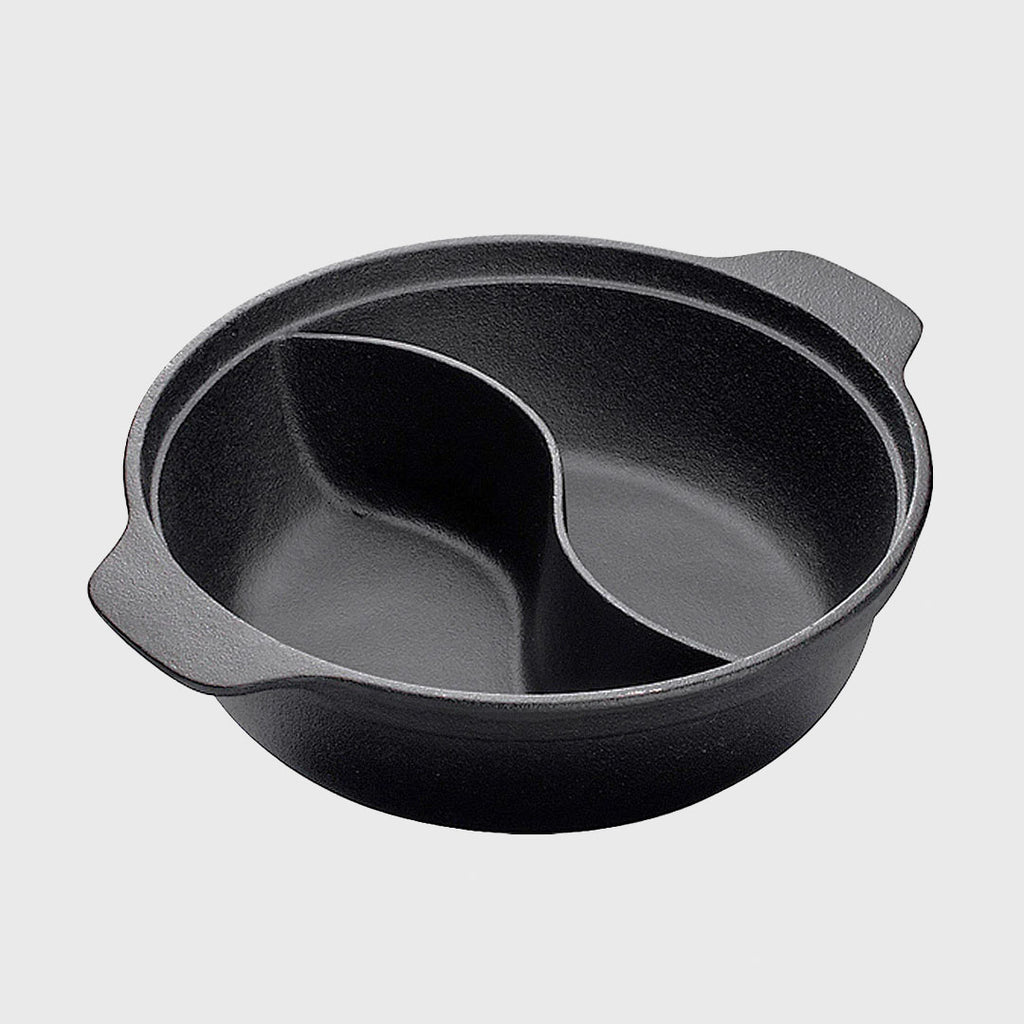 32CM Round Cast Iron Shabu Shabu Hotpot Two-Flavor Division