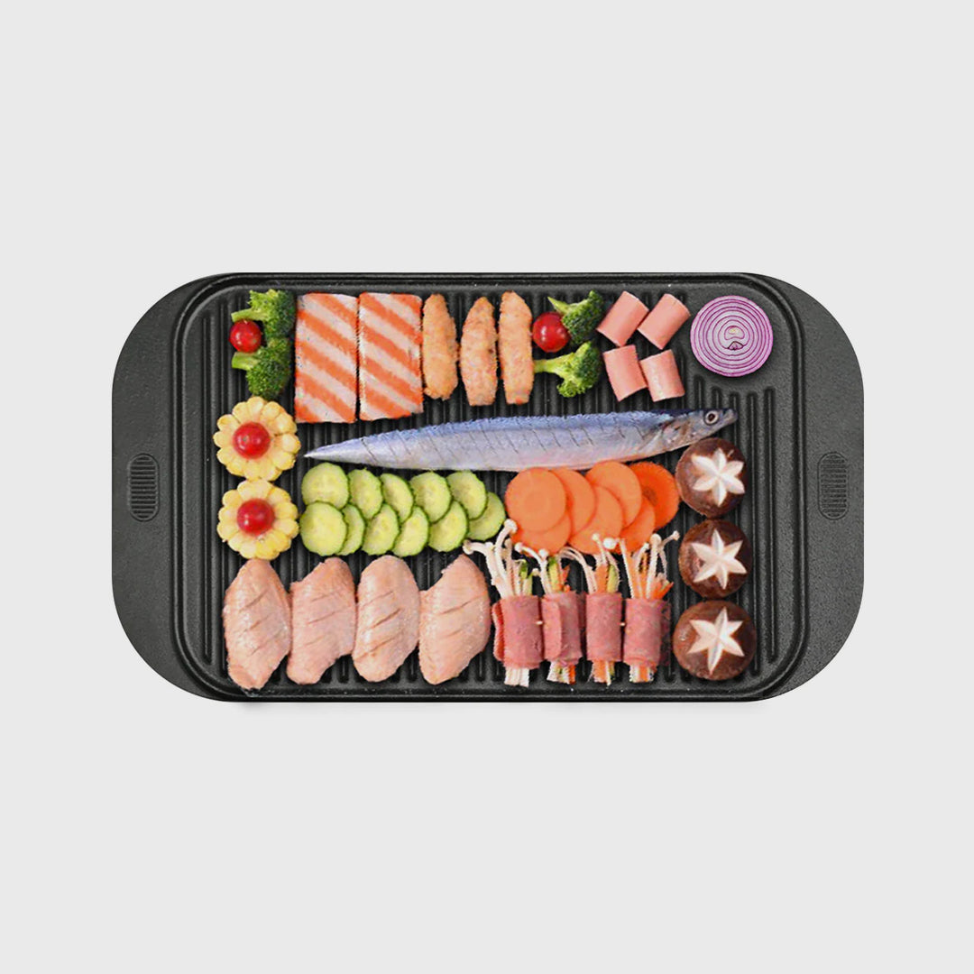 47cm Cast Iron Ridged Griddle Plate
