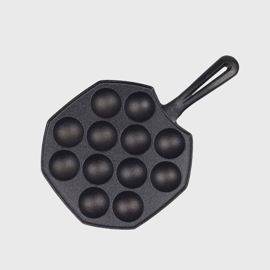 18CM Cast Iron Takoyaki Fry Pan with 12 Mold