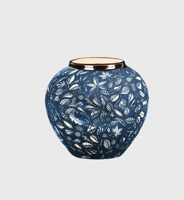 SOGA 21x22cm Blue Small Ceramic Flower Vase Elegant Living Room Home Decor