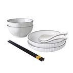White Japanese Style Ceramic Dinnerware Set of 4