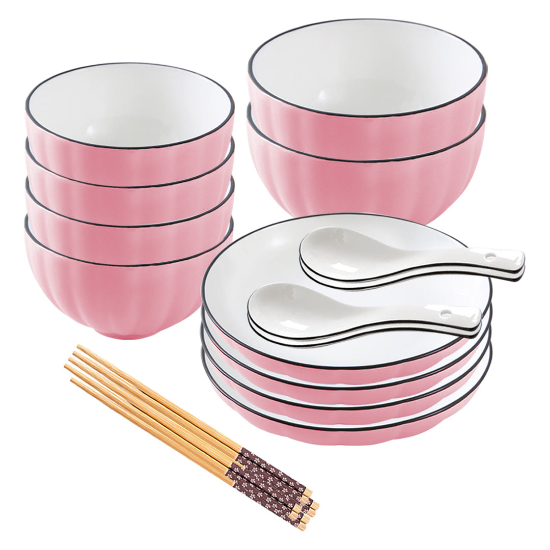 Pink Ceramic Dinnerware Set of 10
