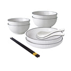 White Japanese Style Ceramic Dinnerware Set of 6