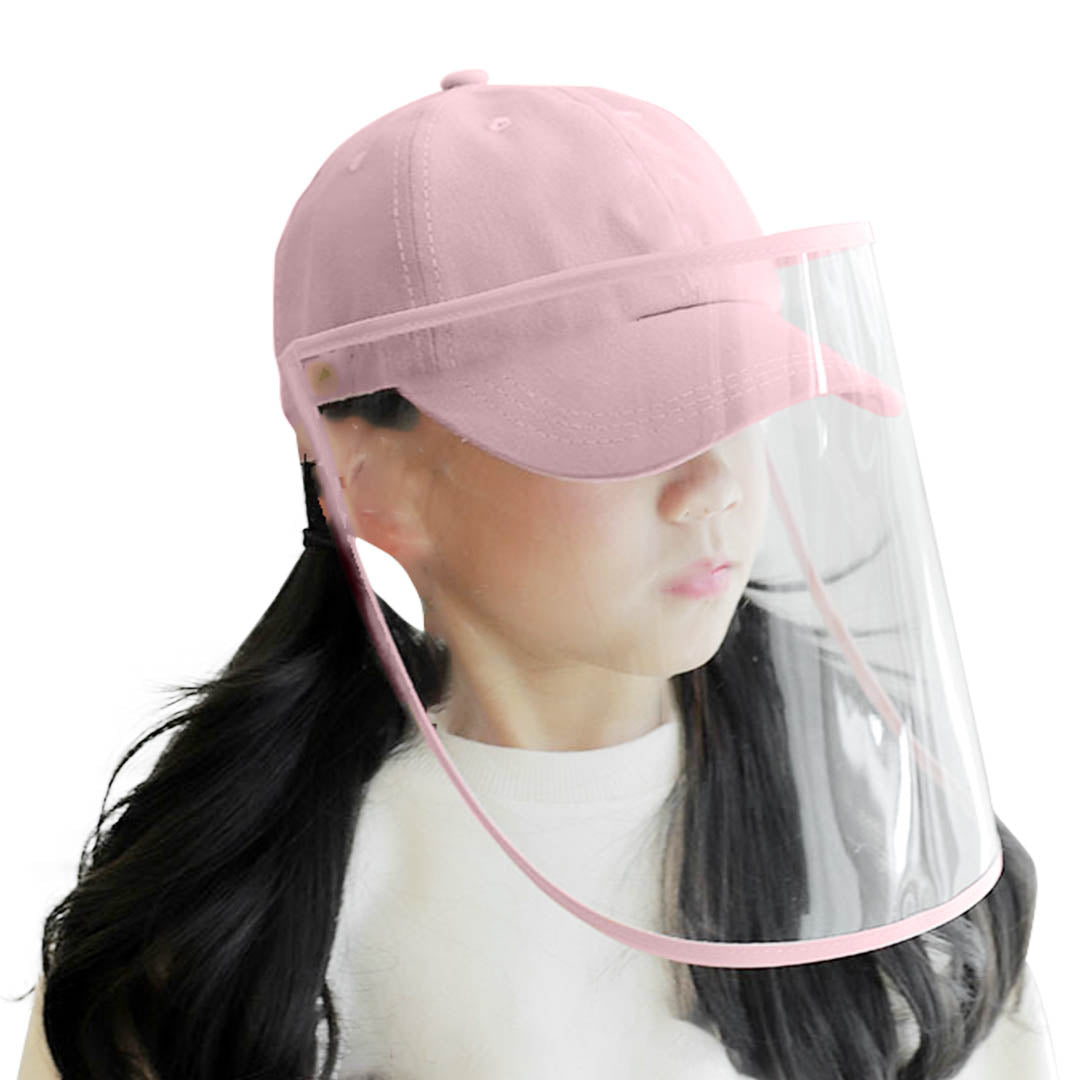 Outdoor Protective Hat Full Face HD Shield Cover Kids Pink