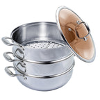 3 Tier 30cm Stainless Steel Food Steamer with Glass Lid