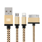 3 in 1 Durable 1.2M High Speed Charging Data Braided Cable