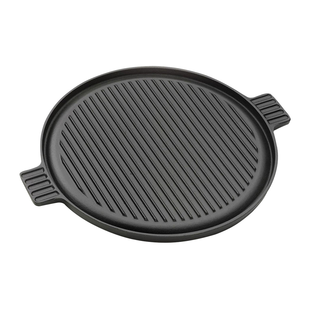 SOGA 43cm Round Ribbed Cast Iron Frying Pan with Handle