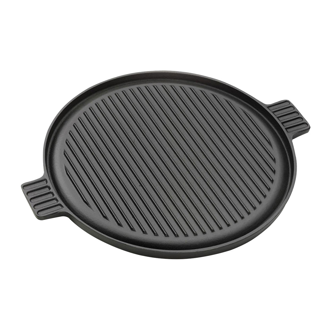 SOGA 43cm Round Ribbed Cast Iron Frying Pan with Handle