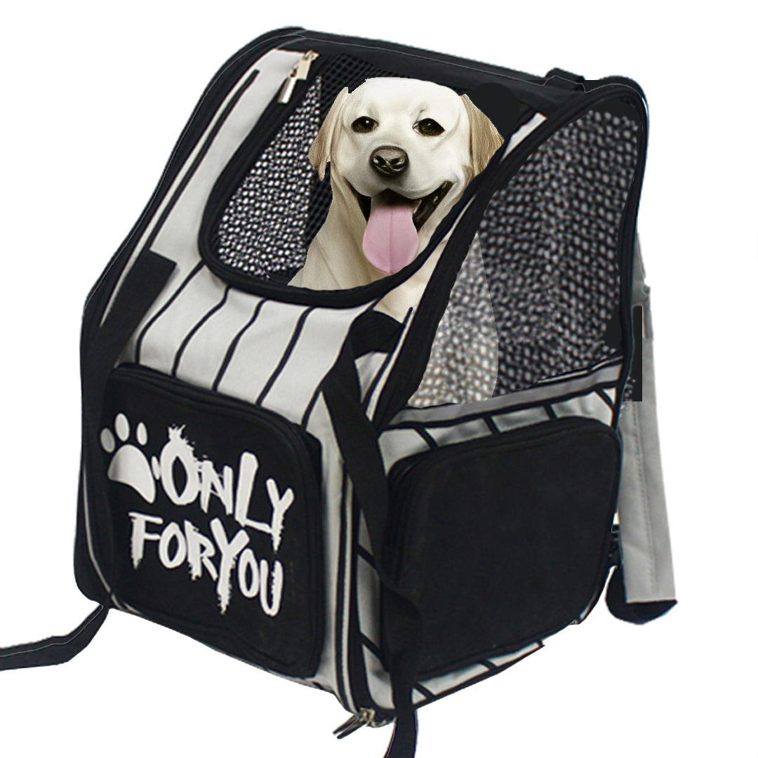 Black Portable Backpack Pet Carrier Breathable Mesh