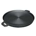 SOGA 35cm Round Ribbed Cast Iron with Handle