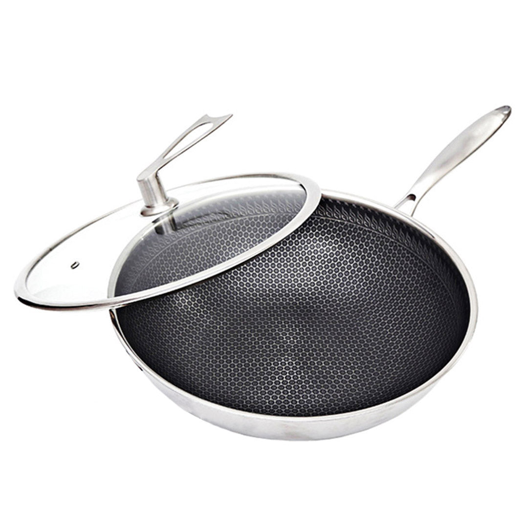 32cm Stainless Steel Frying Pan with Glass Lid