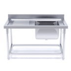 Commercial Stainless Steel Right Single Sink Work Bench 140*70*85