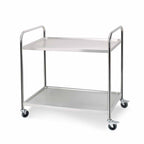 2 Tier Stainless Steel Utility Cart Round 81x46x85cm Small