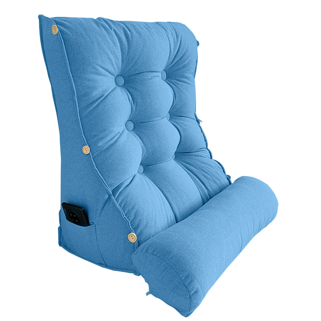 45cm Blue Wedge Lumbar Pillow
