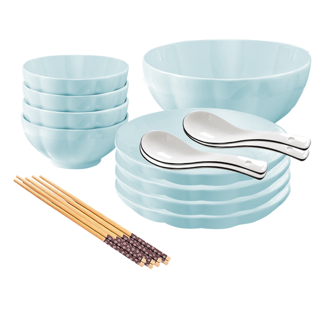 Light Blue Ceramic Dinnerware Set of 9