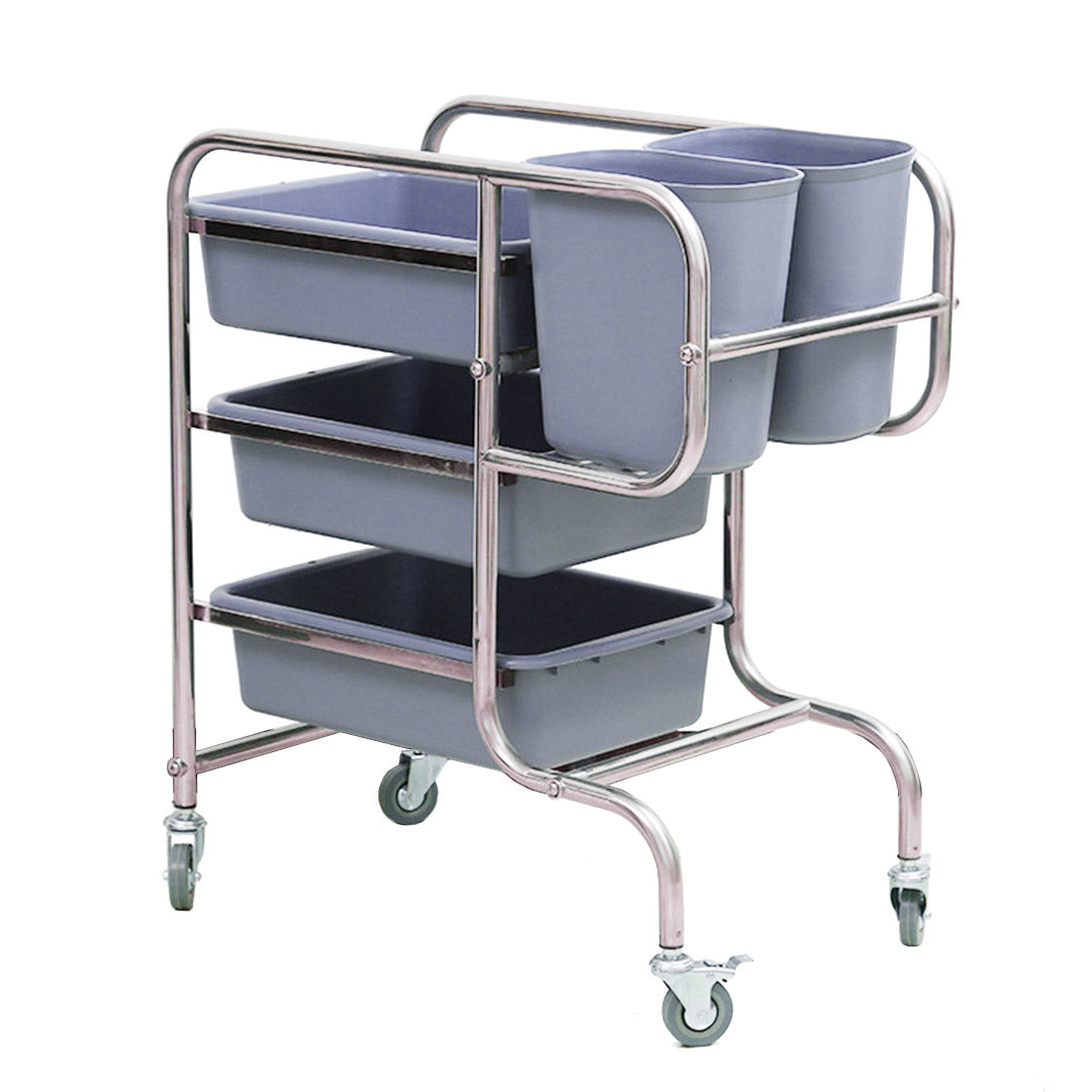 3 Tier Trolley Cart Five Buckets Square 80x43x89cm Round