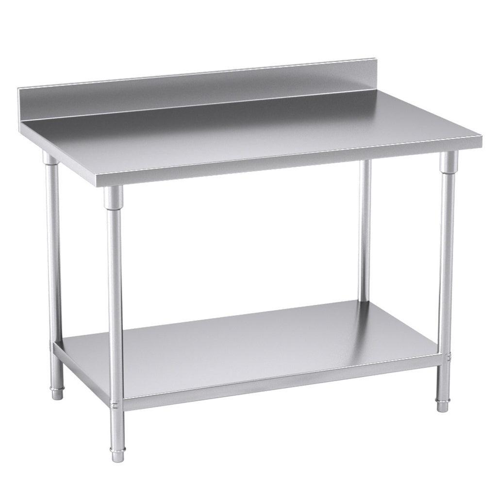 Commercial Kitchen Stainless Steel Bench Table with Back-splash 120*70*85cm