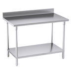Commercial Kitchen Stainless Steel Bench Table with Back-splash 120*70*85cm
