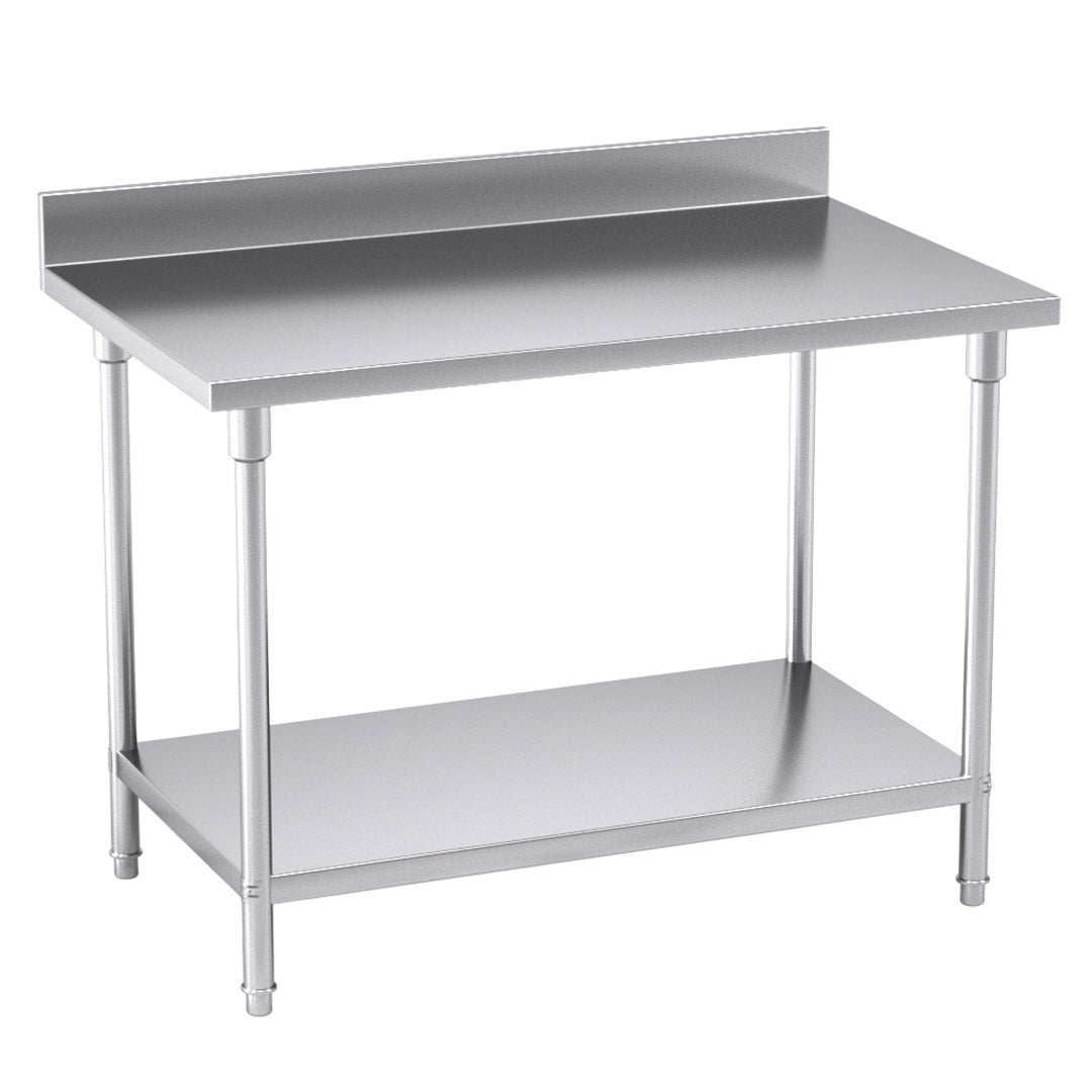 Commercial Kitchen Stainless Steel Bench Table with Back-splash 120*70*85cm