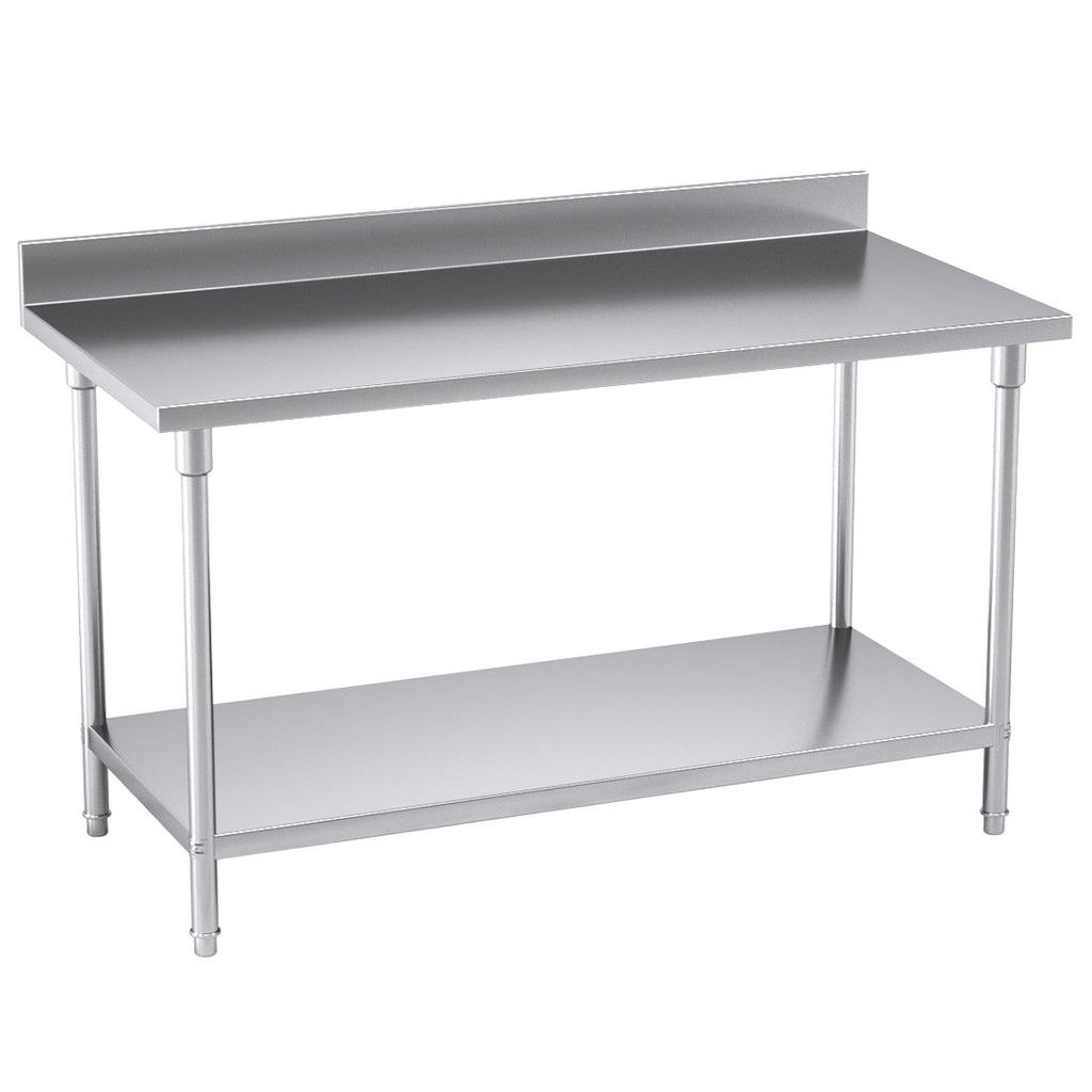 Commercial Kitchen Stainless Steel Bench Table with Back-splash 150*70*85cm
