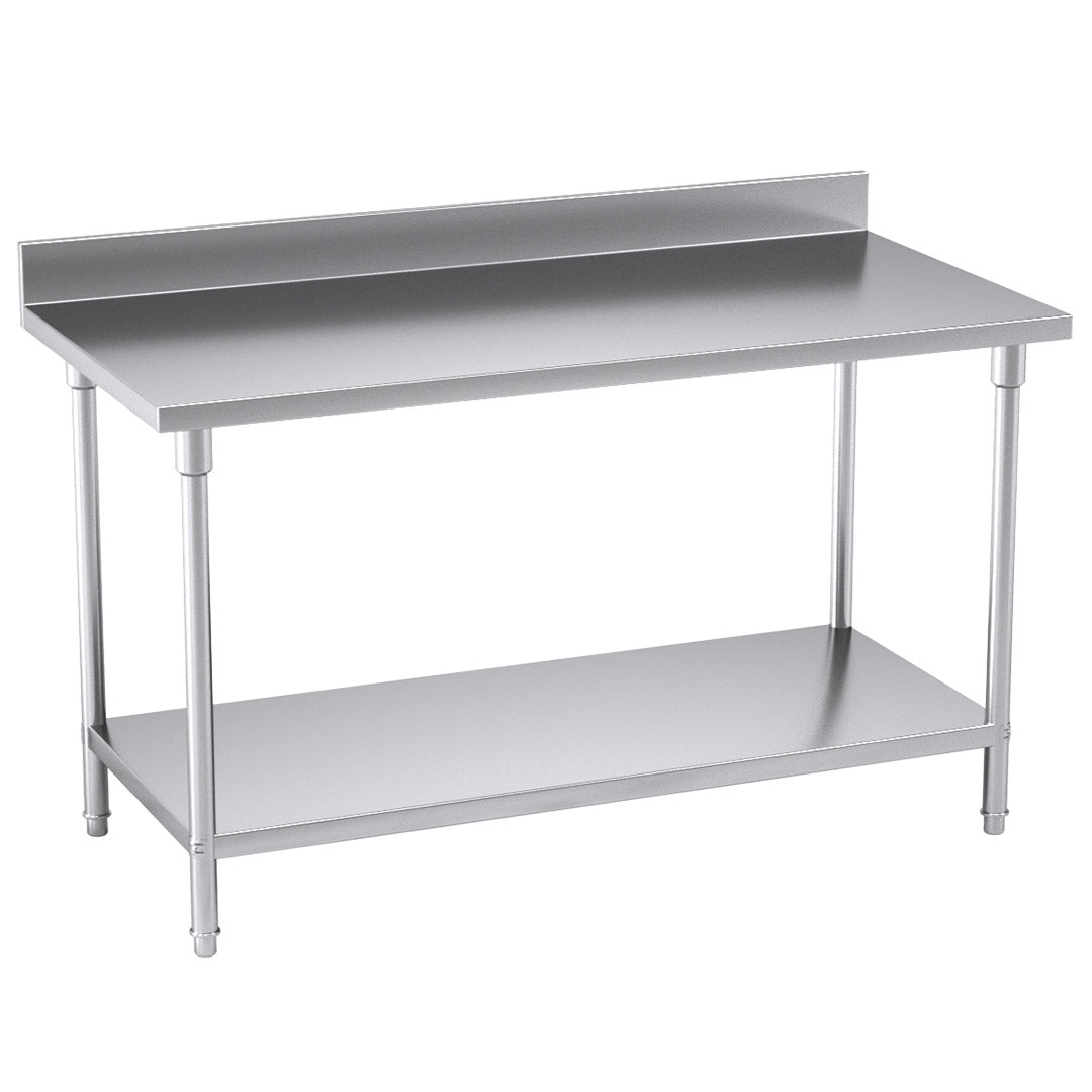 Commercial Kitchen Stainless Steel Bench Table with Back-splash 150*70*85cm