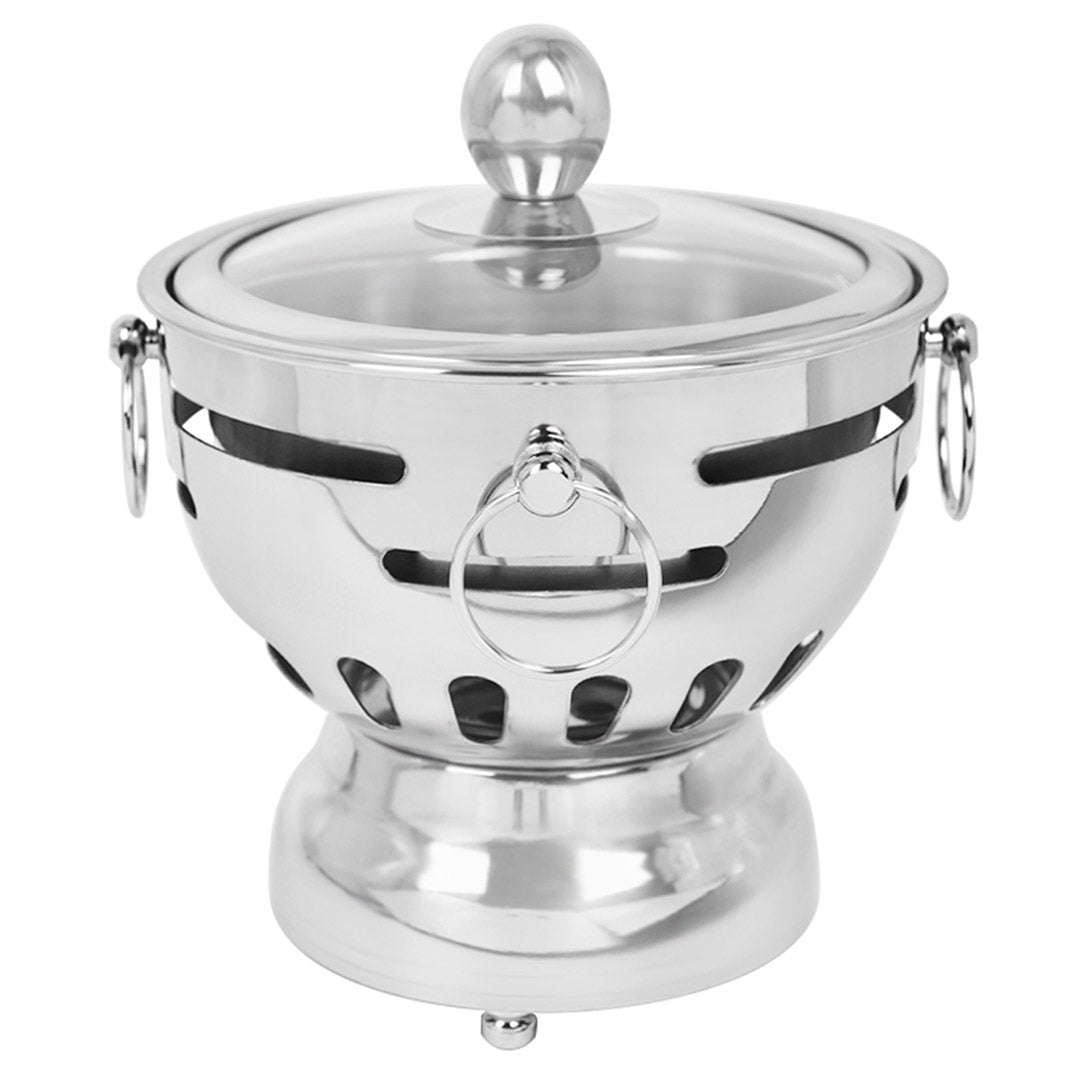 Stainless Steel Single Hot Pot with Glass Lid