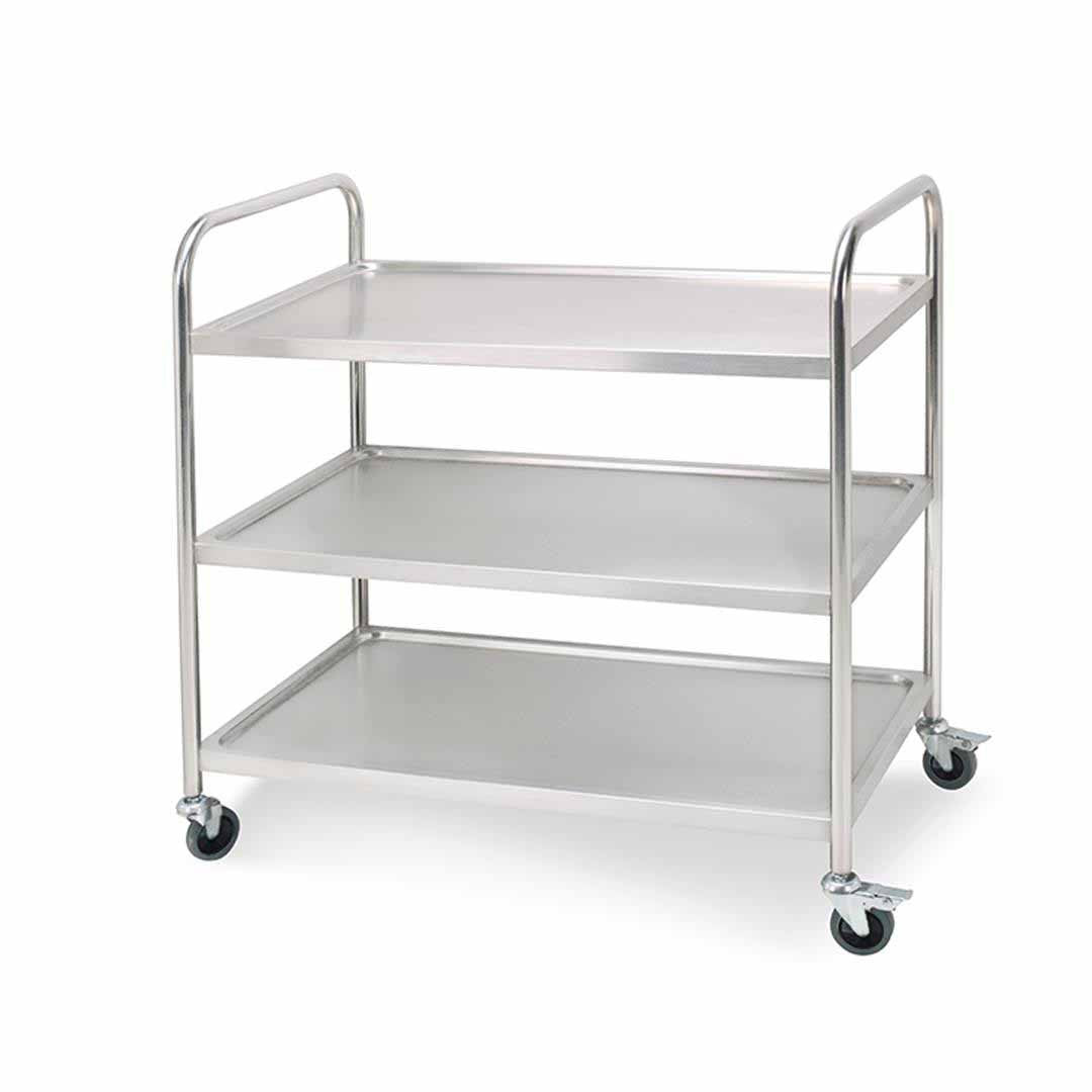3 Tier Stainless Steel Utility Cart Round 86x54x94cm Large