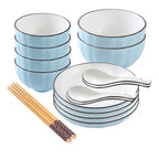 Blue Ceramic Dinnerware Set of 10