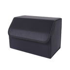 Leather Car Boot Foldable Trunk Cargo Organizer Box Black Medium