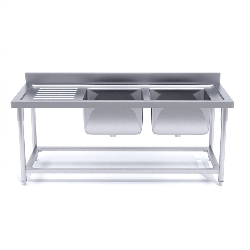 Commercial Stainless Steel Right Dual Sink Bench 160*70*85