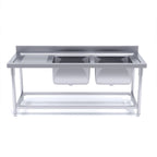 Commercial Stainless Steel Right Dual Sink Bench 160*70*85