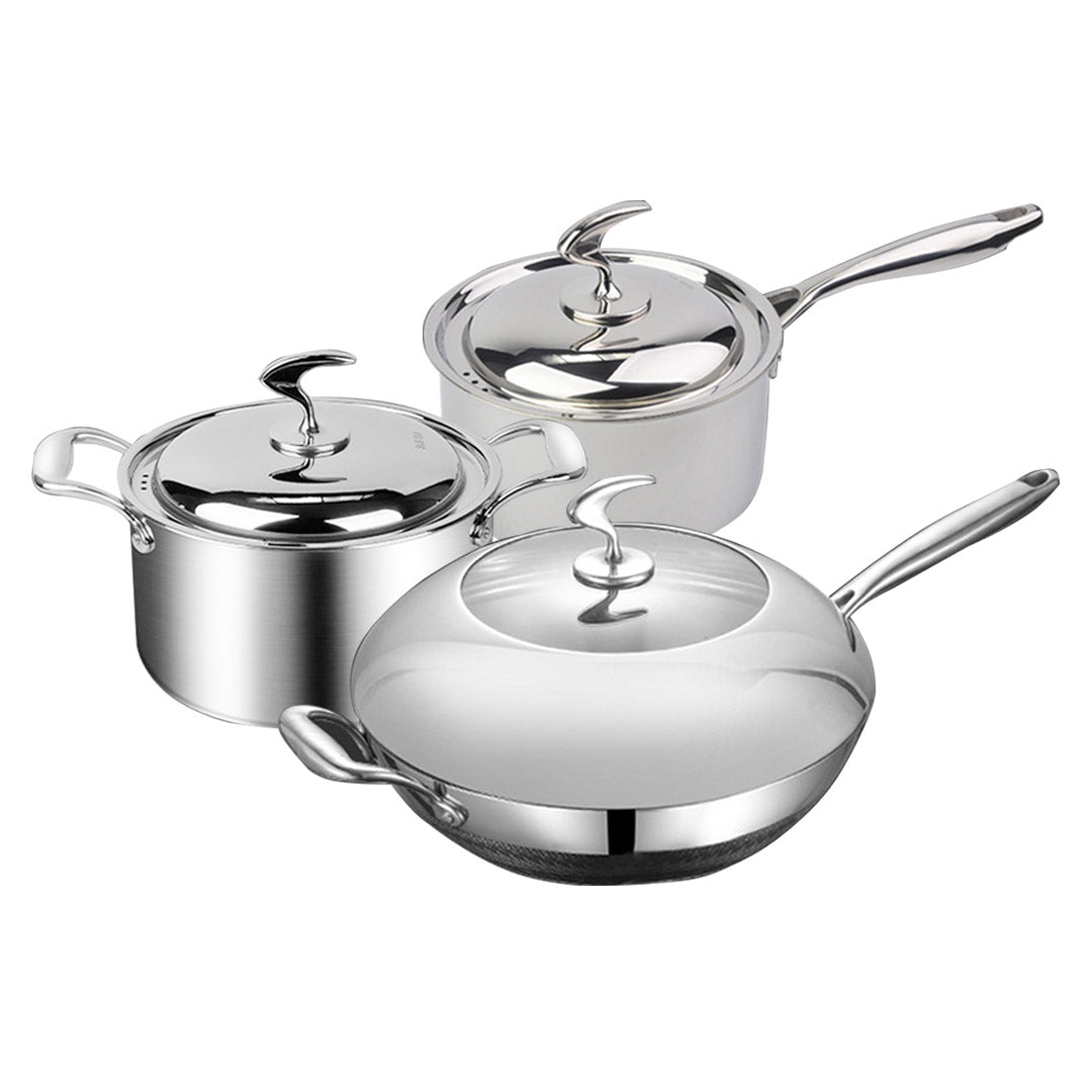6 Piece Cookware Set Frying Pan, Milk, and Soup Pot with Lid