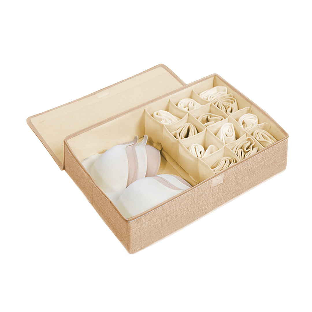 SOGA Beige Flip Top Underwear Storage Box