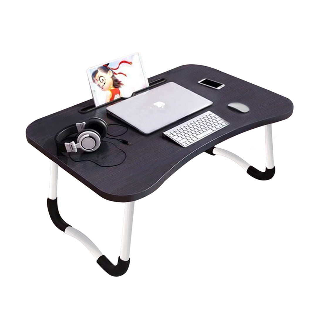 Black Foldable Study Bed Table Adjustable Portable Desk Stand With Notebook Holder