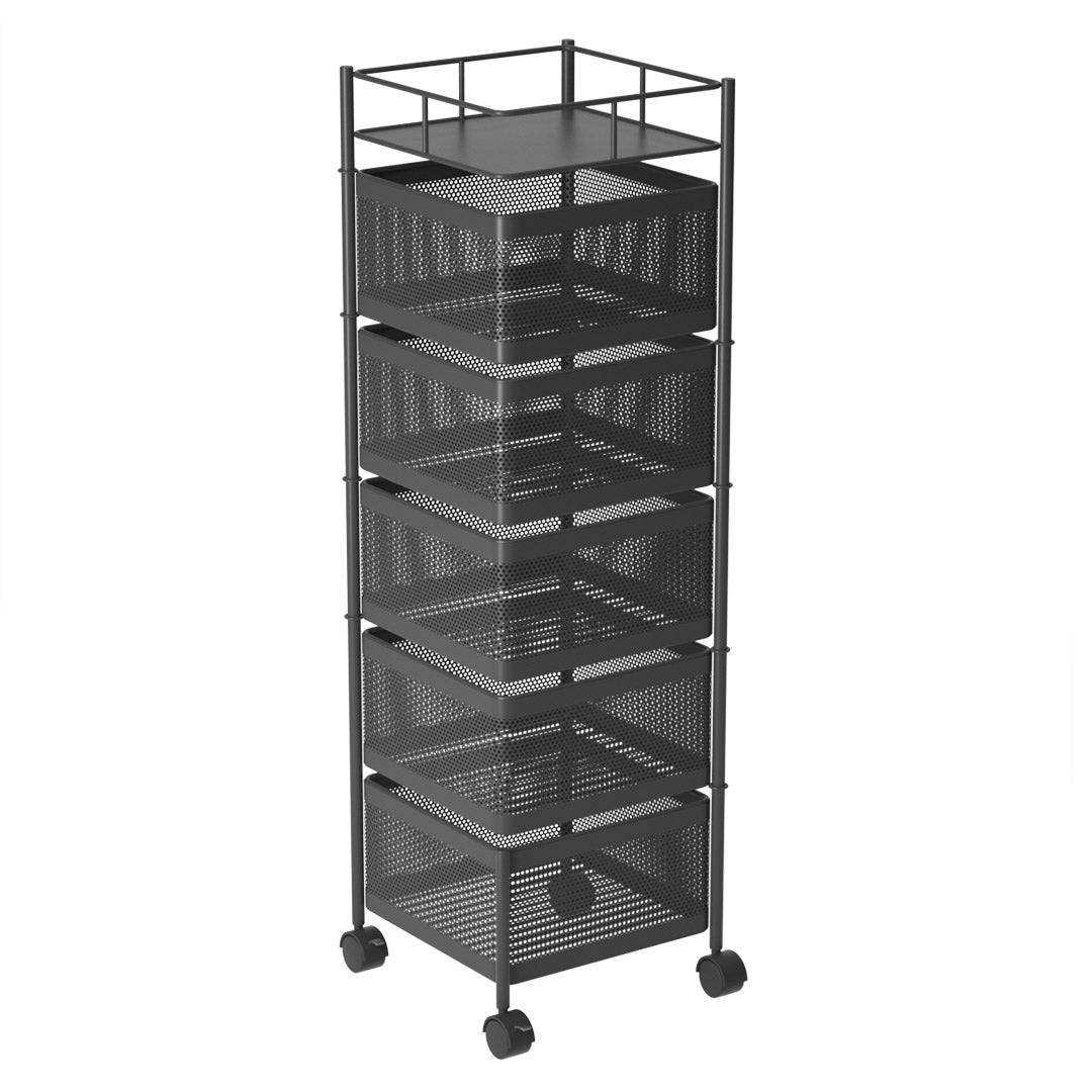 5 Tier Steel Square Rotating Kitchen Cart
