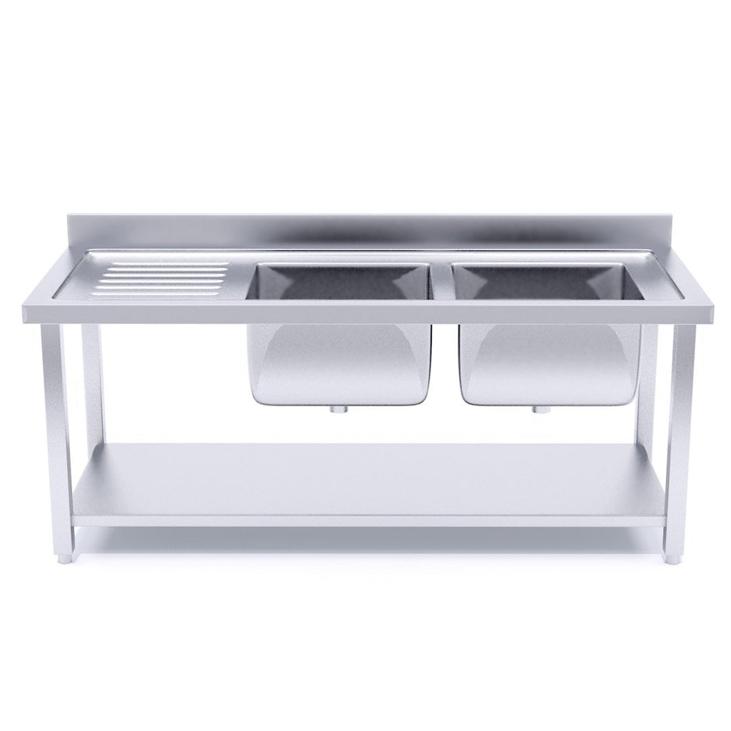Commercial Stainless Steel Right Dual Sink Bench 160*70*85