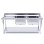 Commercial Stainless Steel Right Dual Sink Bench 160*70*85